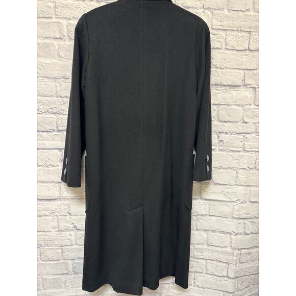 Billi by Billycoat Vintage Black Wool Blend Long Women's Coat LG Buttons Pockets - Picture 6 of 6